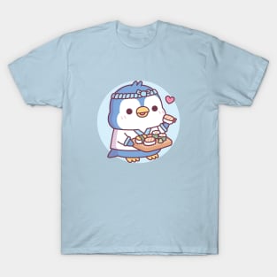 Cute Blue Penguin Sushi Chef T-Shirt